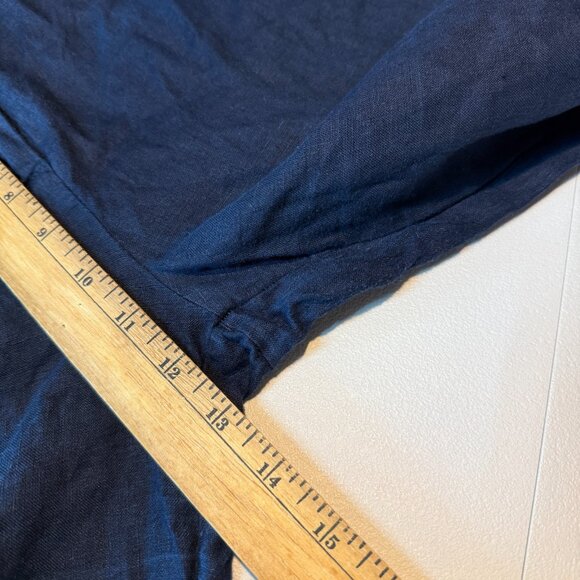 Quince Women 10 100% Linen Trouser Pant Pleated Navy Blue Breathable Lightweight - Picture 10 of 12